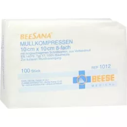 MULLKOMPRESSEN 10x10 cm nesterilūs 8x, 100 vnt