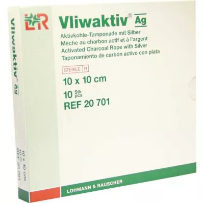 VLIWAKTIV AG Aktyvuotos anglies tamponas su sidabru 10x10 cm, 10 vnt VLIWAKTIV AG Aktyvuotos anglies tamponas su sidabru 10x10 cm, 10 vnt