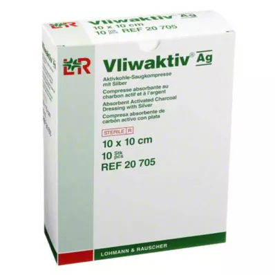 VLIWAKTIV AG Aktyvuotos anglies absorbentas su sidabru 10x10 cm, 10 vnt