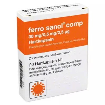 FERRO SANOL plg. Kietosios kapsulės su perteklinėmis granulėmis, 20 vnt