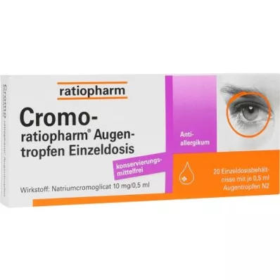 CROMO-RATIOPHARM Vienkartiniai akių lašai, 20X0,5 ml