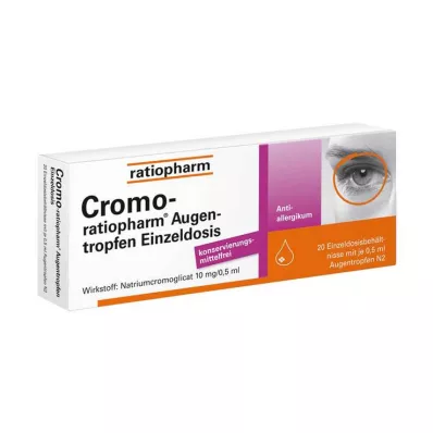 CROMO-RATIOPHARM Vienkartiniai akių lašai, 20X0,5 ml CROMO-RATIOPHARM Vienkartiniai akių lašai, 20X0,5 ml