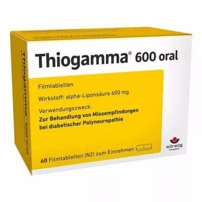 THIOGAMMA 600 geriamųjų plėvele dengtų tablečių, 60 vnt