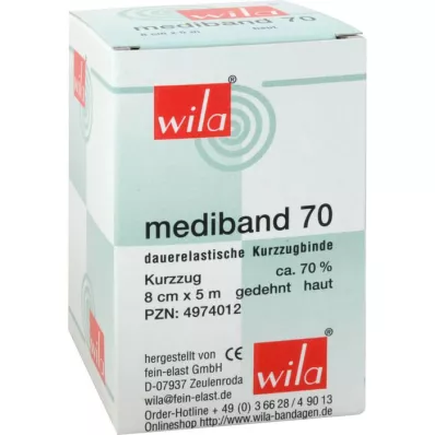 MEDIBAND 70 Trumpas tempiamasis tvarstis 8 cmx5 m odos spalvos, 1 vnt