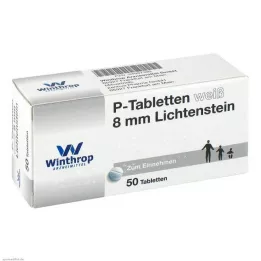 P TABLETTEN baltas 8 mm, 50 vnt