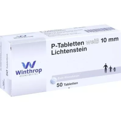 P TABLETTEN baltas 10 mm, 50 vnt