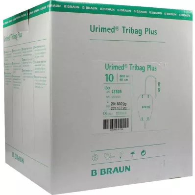 URIMED Tribag Plus šlapimo maišelis kojoms 800 ml 60 cm sterilus, 10 vnt