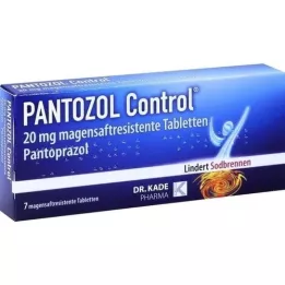 PANTOZOL Kontrolinės 20 mg enterinėmis plėvele dengtos tabletės, 7 vnt