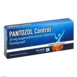 PANTOZOL Kontrolinės 20 mg enterinėmis plėvele dengtos tabletės, 7 vnt