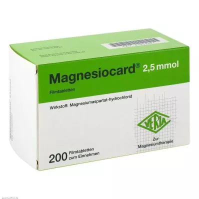 MAGNESIOCARD 2,5 mmol plėvele dengtos tabletės, 200 vnt