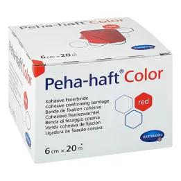 PEHA-HAFT Spalvotas fiksuojantis tvarstis 6 cmx20 m raudonas, 1 vnt