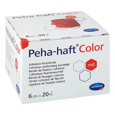 PEHA-HAFT Spalvotas fiksuojantis tvarstis 6 cmx20 m raudonas, 1 vnt