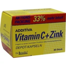 ADDITIVA Vitaminas C+Cinkas Depotcaps.action pack, 80 vnt