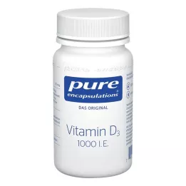 PURE ENCAPSULATIONS Vitaminas D3 1000 TV, 60 kapsulių