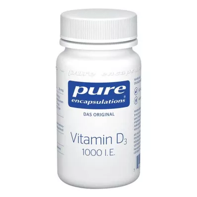 PURE ENCAPSULATIONS Vitaminas D3 1000 TV, 60 kapsulių