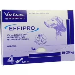EFFIPRO 134 mg pipirinio tirpalo lašinti vidutinio dydžio šuniui, 4 vnt
