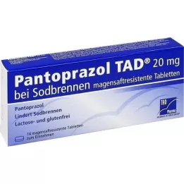 PANTOPRAZOL TAD 20 mg b.Sodbrenn. skrandžio sulčių tabletės, 14 vnt