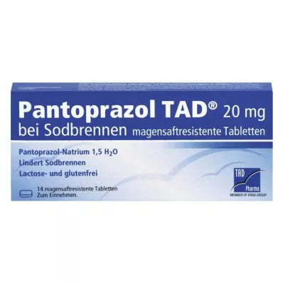 PANTOPRAZOL TAD 20 mg b.Sodbrenn. skrandžio sulčių tabletės, 14 vnt