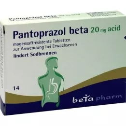 PANTOPRAZOL beta 20 mg rūgšties enterinėmis plėvele dengtos tabletės, 14 vnt
