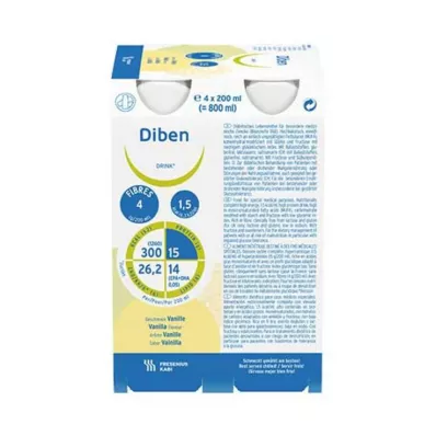 DIBEN DRINK Vanilė 1,5 kcal/ml, 4X200 ml