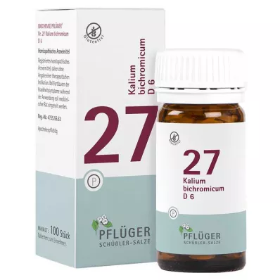 Biochemistry Pflueger 27 Kalium bichromicum D 6 tabletės, 100 vnt Biochemistry Pflueger 27 Kalium bichromicum D 6 tabletės, 100 vnt