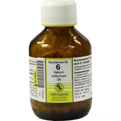 BIOCHEMIE 6 Potassium sulphuricum D 6 tabletės, 400 kapsulių