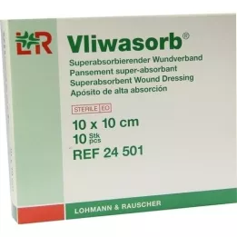 VLIWASORB superabsorbuojantis absorbuojantis įklotas sterilus 10x10 cm, 10 vnt