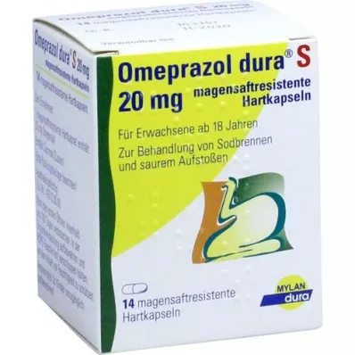 OMEPRAZOL dura S 20 mg kietosios kapsulės su enteriniu apvalkalu, 14 vnt