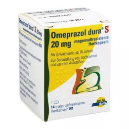 OMEPRAZOL dura S 20 mg kietosios kapsulės su enteriniu apvalkalu, 14 vnt
