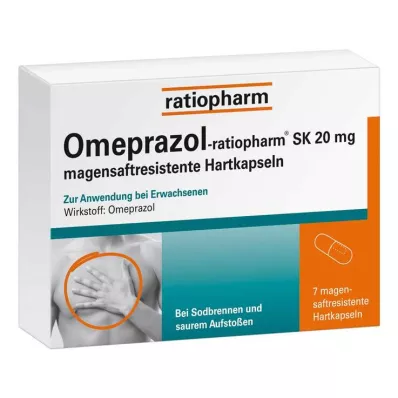OMEPRAZOL-ratiopharm SK 20 mg skrandžio sulčių kietosios kapsulės, 7 vnt