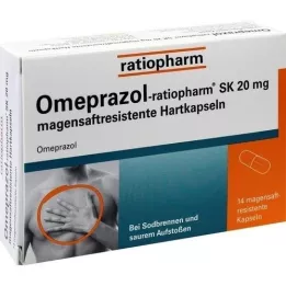 OMEPRAZOL-ratiopharm SK 20 mg skrandžio sulčių kietosios kapsulės, 14 vnt