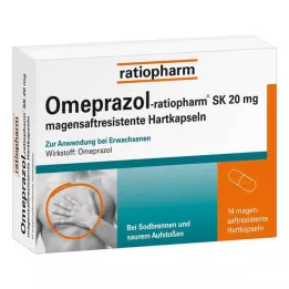 OMEPRAZOL-ratiopharm SK 20 mg skrandžio sulčių kietosios kapsulės, 14 vnt