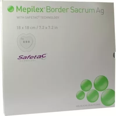 MEPILEX Border Sacrum Ag putų tvarstis 18x18 cm sterilus, 5 vnt