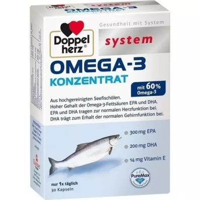 DOPPELHERZ Omega-3 koncentrato sistemos kapsulės, 30 vnt