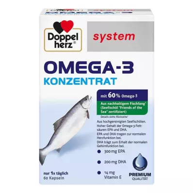 Doppelherz sistemos Omega-3 koncentrato kapsulės, 60 vnt Doppelherz sistemos Omega-3 koncentrato kapsulės, 60 vnt