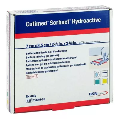 Cutimed Sorbact Hydroactive kompresai 7x8,5 cm, 10 vnt