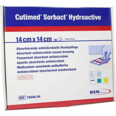 Cutimed Sorbact Hydroactive kompresai 14x14 cm, 10 vnt