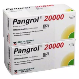 PANGROL 20 000 enterinėmis plėvele dengtų tablečių, 200 vnt