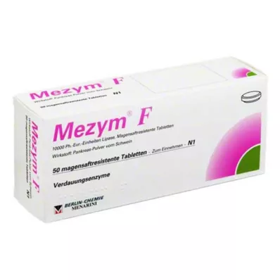 MEZYM F enterinėmis plėvele dengtos tabletės, 50 vnt
