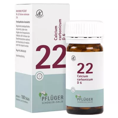 Biochemistry Pflueger 22 Calcium carbonicum D 6 tabletės, 100 vnt Biochemistry Pflueger 22 Calcium carbonicum D 6 tabletės, 100 vnt