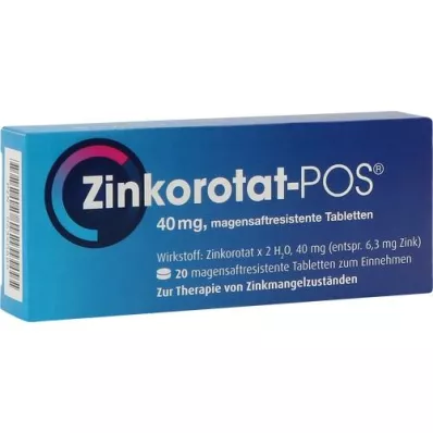 ZINKOROTAT POS enterinėmis plėvele dengtos tabletės, 20 vnt