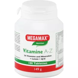 MEGAMAX Vitaminai A-Z+Q10+Luteinas, 100 kapsulių