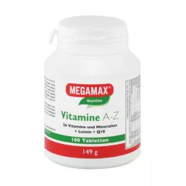 MEGAMAX Vitaminai A-Z+Q10+Luteinas, 100 kapsulių