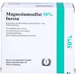 MAGNESIUMSULFAT 50% Inresa koncentratas injekcijoms ir infuzijoms, 10X10 ml