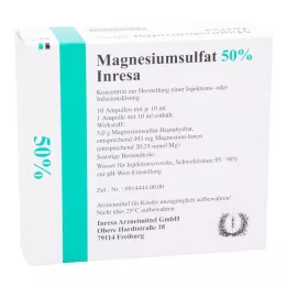 MAGNESIUMSULFAT 50% Inresa koncentratas injekcijoms ir infuzijoms, 10X10 ml
