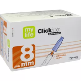 MYLIFE Clickfine AutoProtect 8 mm 29 G adatos, 100 vnt
