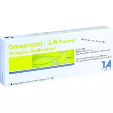 OMEPRAZOL-1A Pharma 20 mg nuo rėmens HKM, 14 vnt