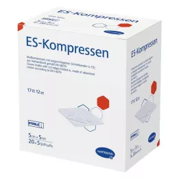 ES-KOMPRESSEN sterilus 5x5 cm 12x didmeninė pakuotė, 20X5 vnt