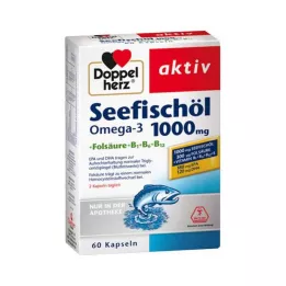 DOPPELHERZ Jūros žuvų taukai Omega-3 1.000 mg+Fols. kapsulės, 60 vnt