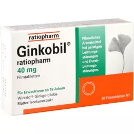 GINKOBIL-ratiopharm 40 mg plėvele dengtos tabletės, 30 vnt